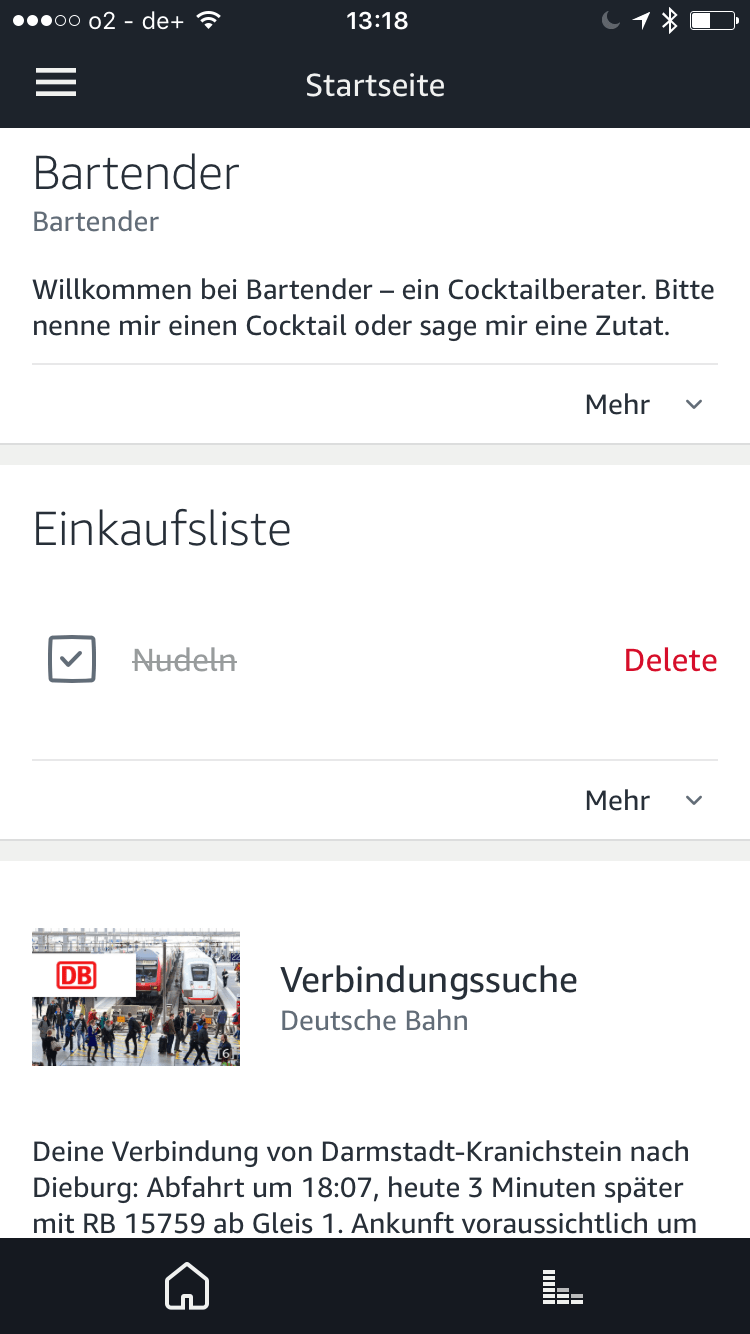 Screenshot der Alexa-App